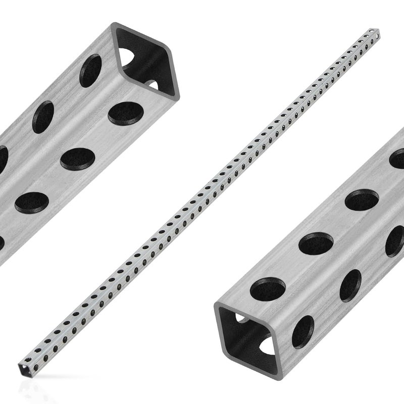 Blulu 1 قطعة 1 × 48 بوصة أنبوب مثقوب، سُمك 14 قياس أنبوب مثقوب تلسكوبي من الصلب المجلفن على شكل مربع مع ثقوب لعلامات المرور، أعمدة المرافق الأمنية - Image 1